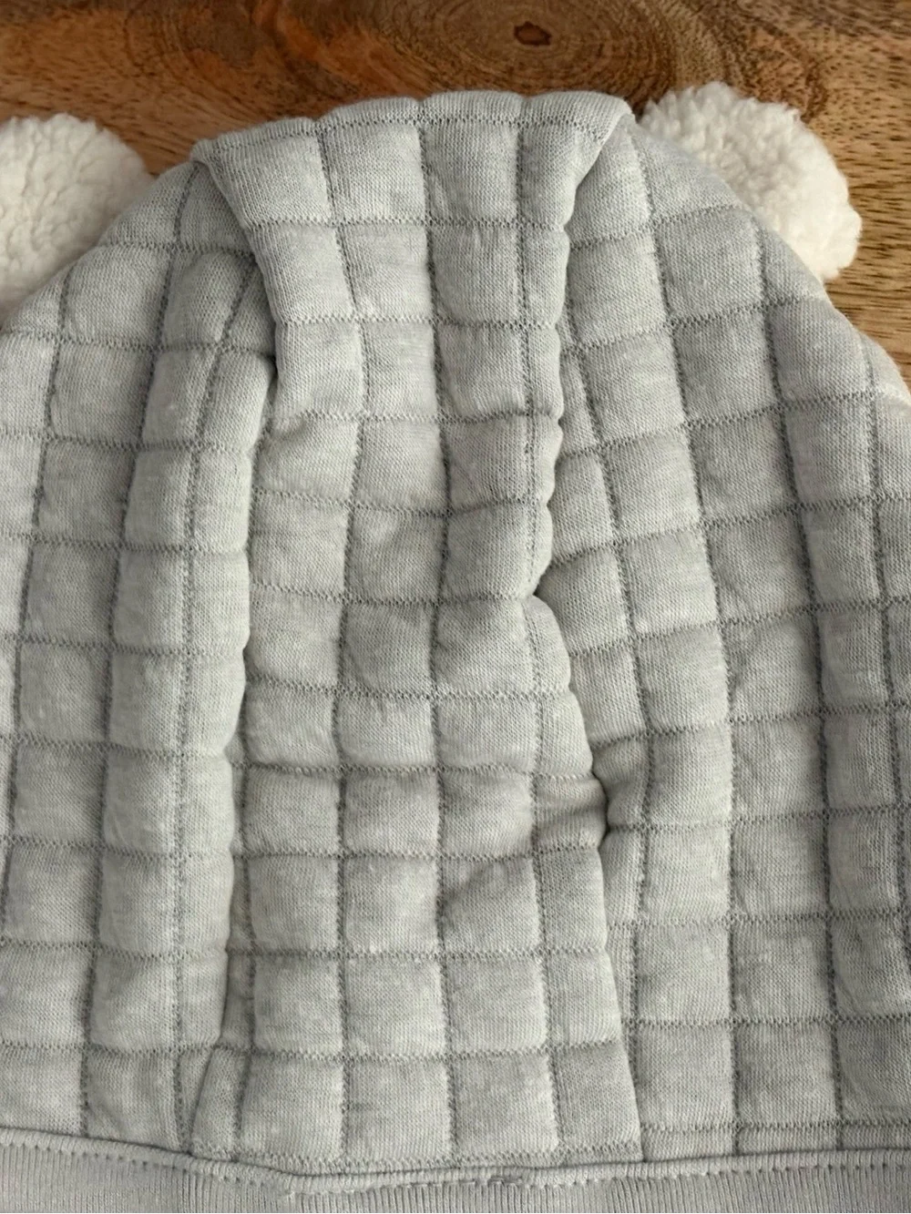 NWT Baby Gap Quilted Bear-Ear Hooded Beanie - Light Gray